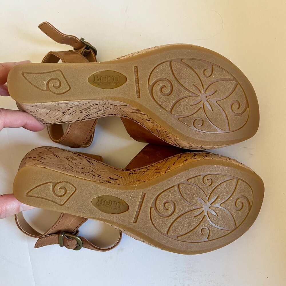 Born Agnio Tan Open Toe Wedge Sandals Size 7 - Picture 5 of 6